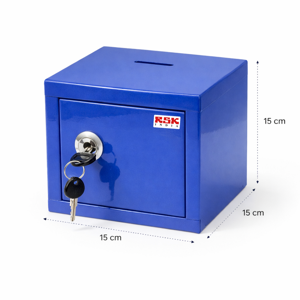 Metal Money Box with Key Lock for Kids & Adults