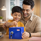 Metal Money Box with Key Lock for Kids & Adults