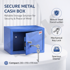 Heavy Duty Metal Cash Box with Handle & Key Lock