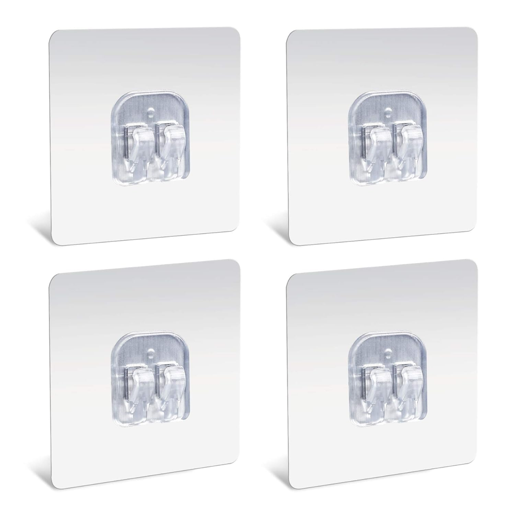 Self Adhesive Wall Hooks No Drill Double Hook | Heavy Duty Reusable Sticky Hooks for Kitchen Bathroom & Entryway