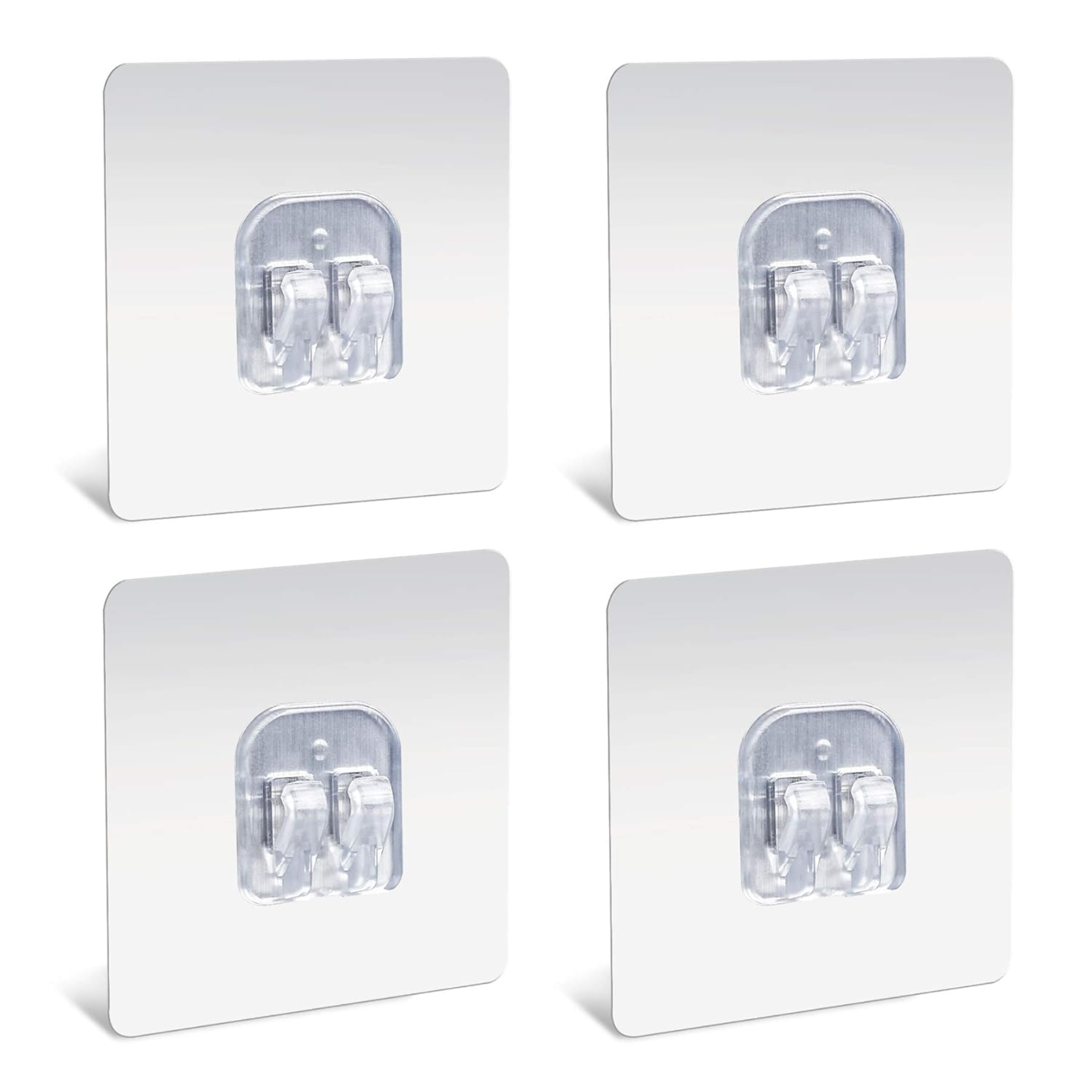 Self Adhesive Wall Hooks No Drill Double Hook | Heavy Duty Reusable Sticky Hooks for Kitchen Bathroom & Entryway