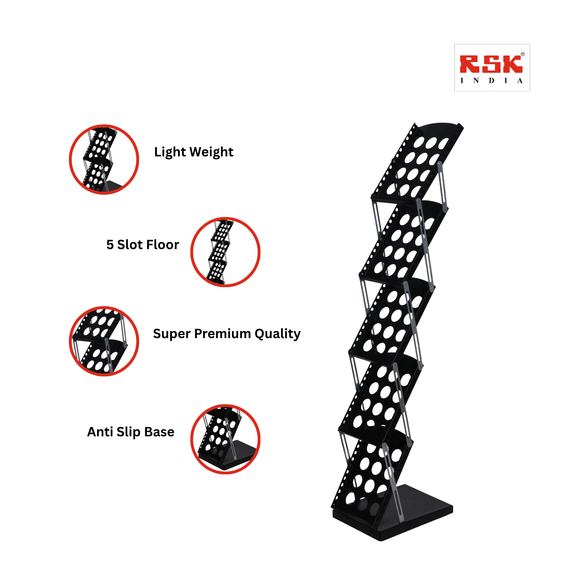 5-Slot Floor Catalogue & Magazine Stand