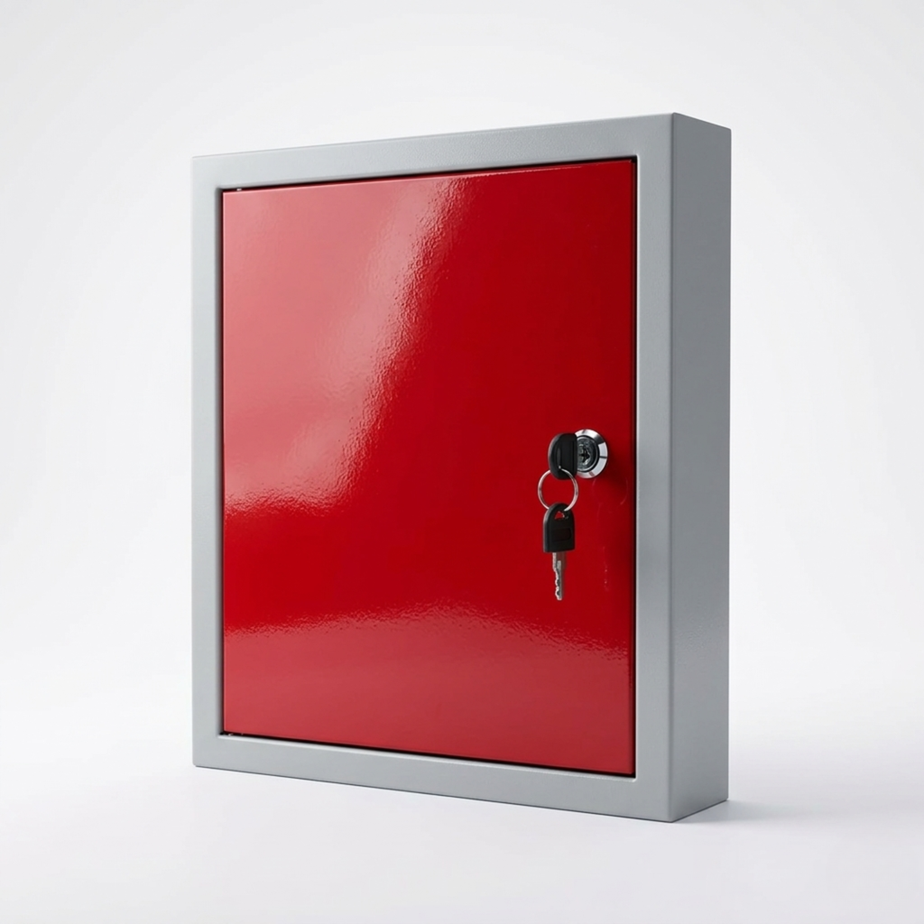 Metal Key Cabinet with 28 Hook Slots & Cam Lock | Wall Mount Key Management Box for Home & Office