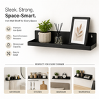 Wall Shelf | Laser Cut Metal Wall Mounted Floating Shelf for Living Room, Bedroom & Office | Wall Shelves for Storage & Decor (Pack of 2)