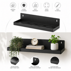 Wall Shelf | Laser Cut Metal Wall Mounted Floating Shelf for Living Room, Bedroom & Office | Wall Shelves for Storage & Decor (Pack of 2)