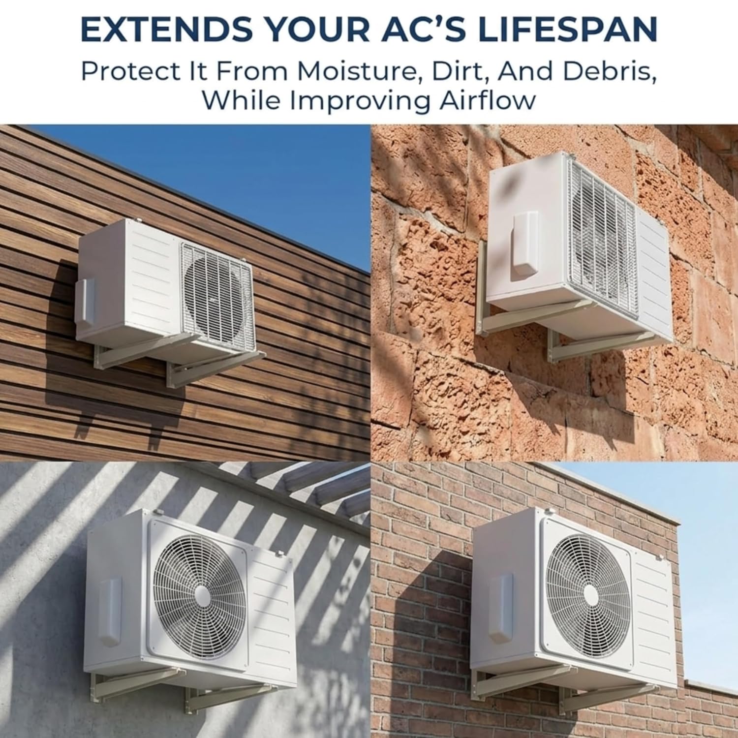 Heavy Duty AC Outdoor Unit Wall Mounting Bracket, Iron, Rust Proof, Supports up to 1700 GM, 46x31 cm, with Wall Fittings