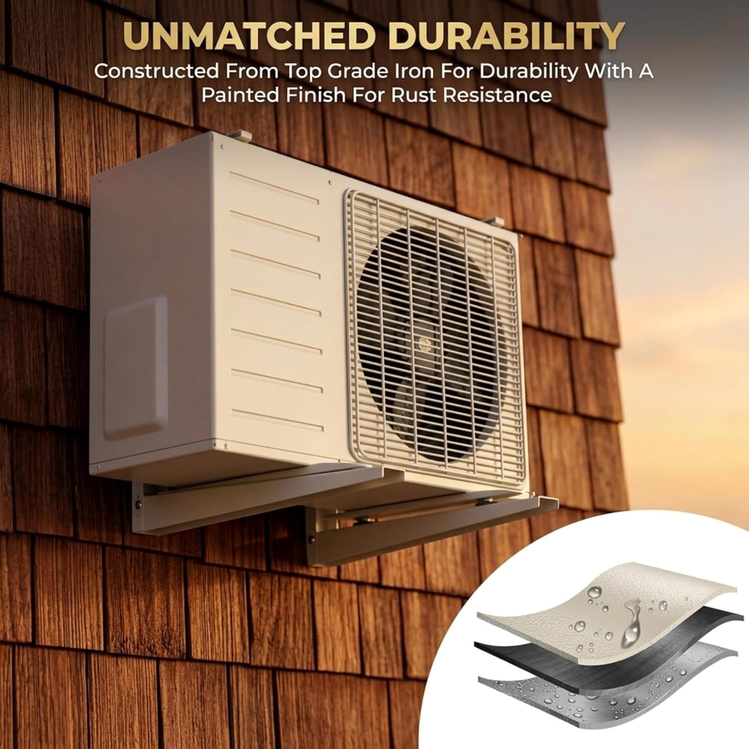 Heavy Duty AC Outdoor Unit Wall Mounting Bracket, Iron, Rust Proof, Supports up to 1700 GM, 46x31 cm, with Wall Fittings