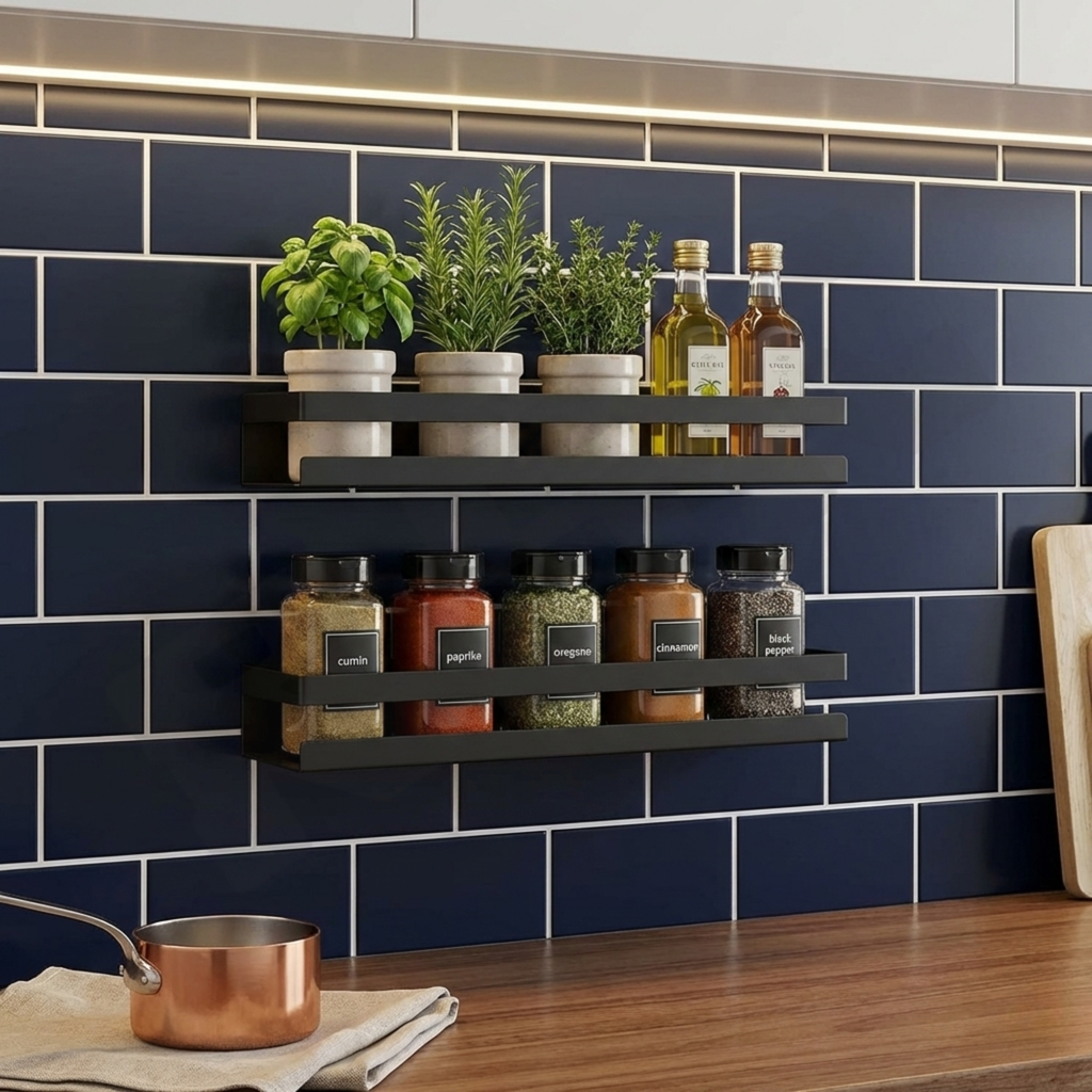 Metal Wall Mounted Shelf – Rust-Resistant Bathroom & Kitchen Organizer