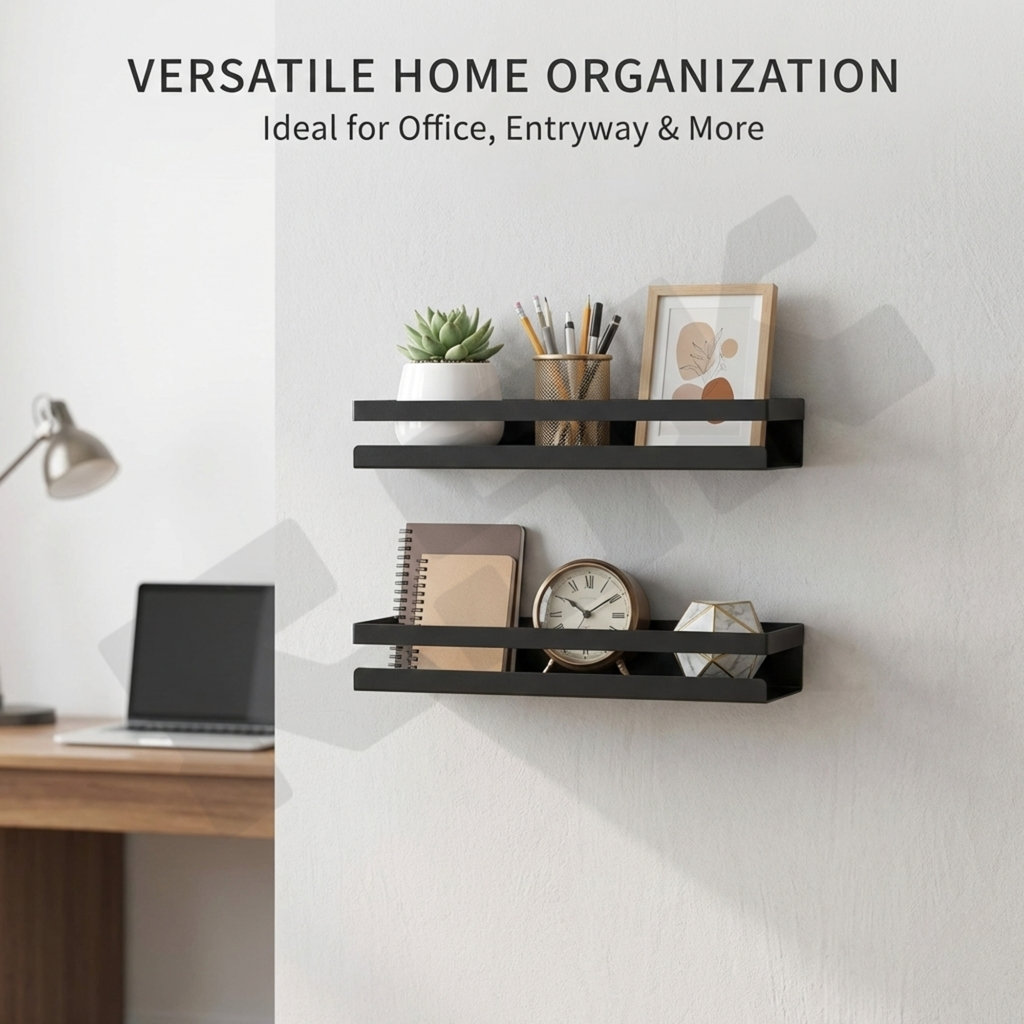 Metal Wall Mounted Shelf – Rust-Resistant Bathroom & Kitchen Organizer